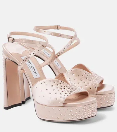 Jimmy Choo Karli 125 Satin Platform Sandals In Pink