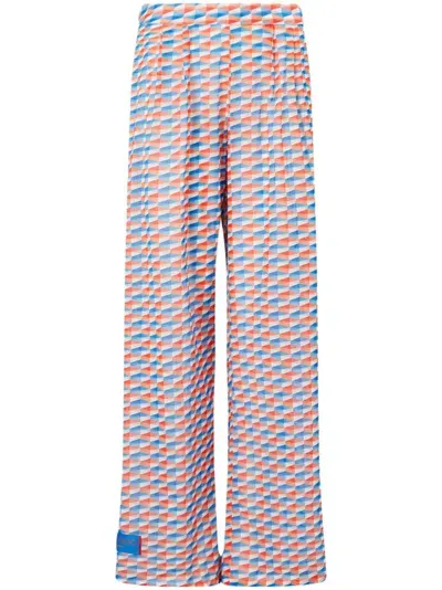 Jimmy Choo Laren Geometric-print Cotton Trousers In A33c Paprika/sky