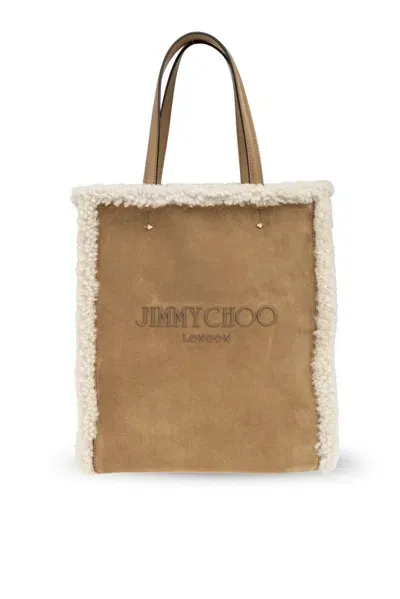 Jimmy Choo Lenny North South Medium Tote Bag In Beige