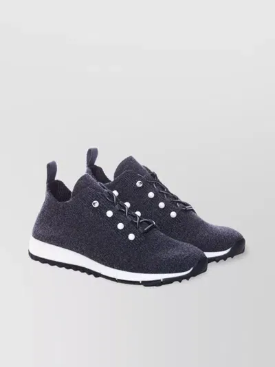 Jimmy Choo Low Top Sneakers With Pearls And Knitted Upper In Black