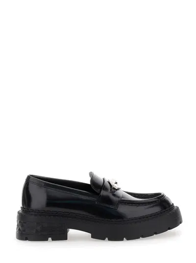 Jimmy Choo Marlow Diamond Leather Loafers In Black