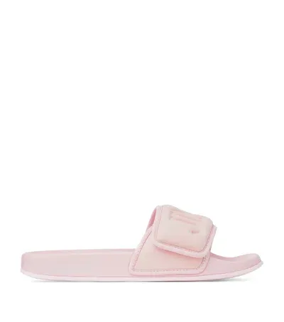 Jimmy Choo Monnogram Fitz Slides In Pink