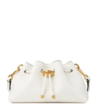 Jimmy Choo Small Leather Cinch Bucket Bag In White