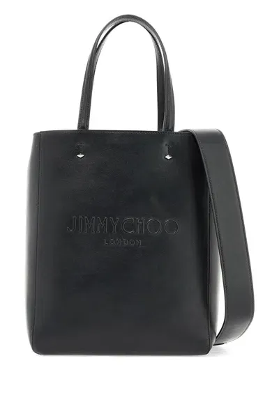 Jimmy Choo Smooth Leather Lenny N/s Tote Bag. In Black Dark Silver (black)