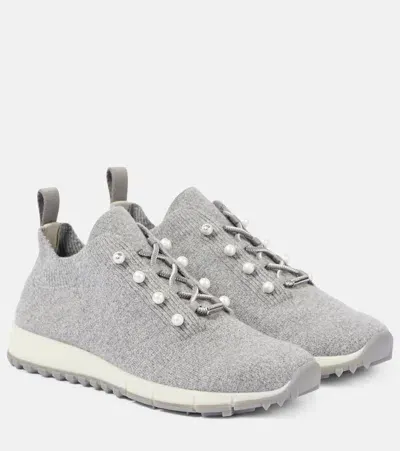 Jimmy Choo Veles Knitted Sneakers In Grau