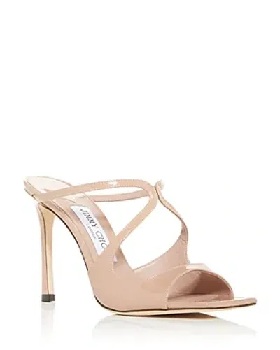 Jimmy Choo Women's Anise 95 Strappy High Heel Slide Sandals In Ballet Pink Patent Leather