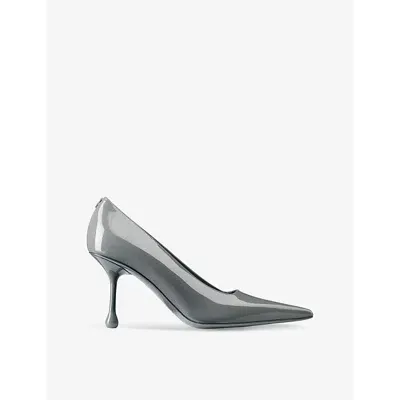 Jimmy Choo Womens Storm Ixia 80 Logo-embellished Patent-leather Heeled Courts