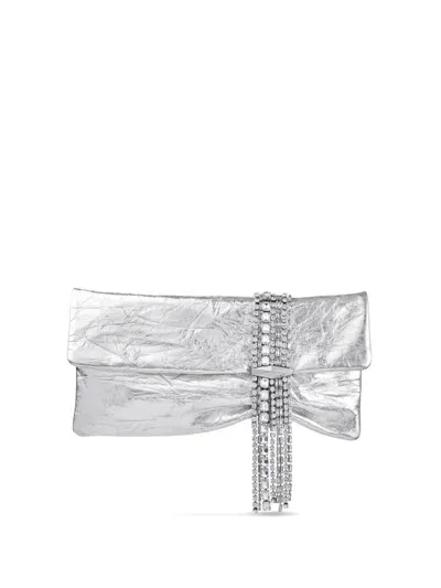 Jimmy Choo Zandra Clutch Bag In Silver/silver