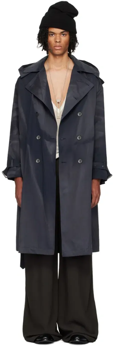 Jiyongkim Navy Sun-bleached Trench Coat