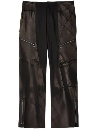 Jiyongkim Sun-bleached Draped-pocket Trousers In Schwarz