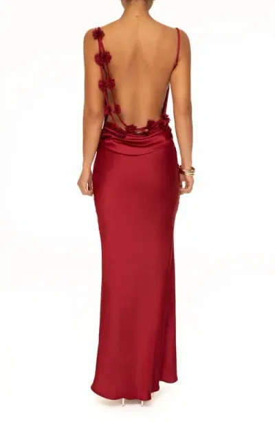 Jluxlabel Down The Aisle Open Back Satin Gown In Red