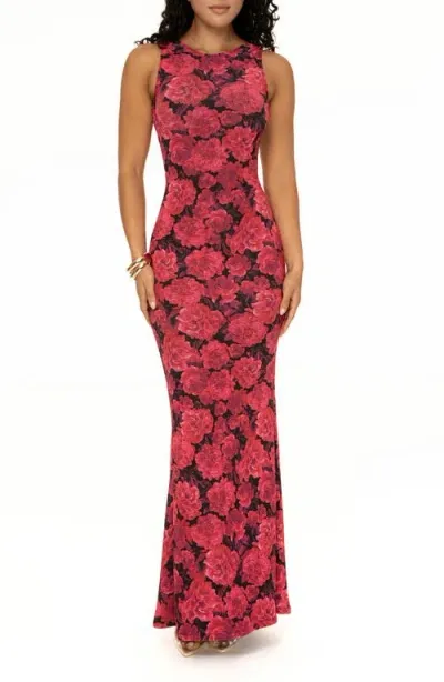 Jluxlabel Front & Center Floral Knit Maxi Dress In Pink