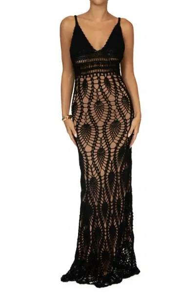 Jluxlabel Great Escape Crochet Maxi Dress In Black