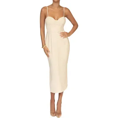 Jluxlabel Private Retreat Sheath Midi Dress In Beige