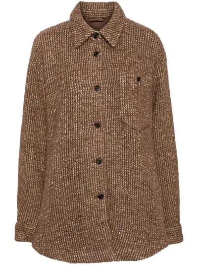 Jnby Button-up Jacket In Brown