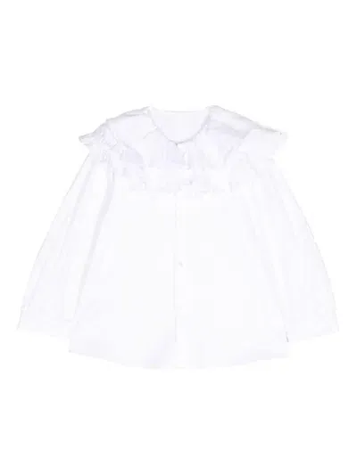 Jnby By Jnby Babies' White Lace Collar Long Sleeved Shirt In Weiss