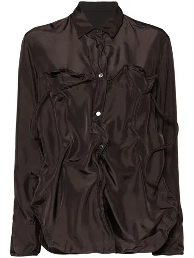 Jnby Crease-effect Shirt In Brown