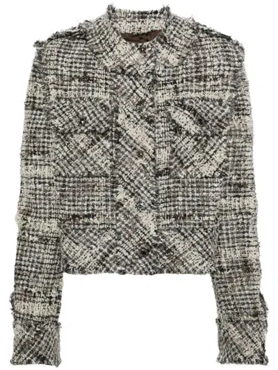 Jnby Crystal Embellishment Tweed Jacket In Neutrals