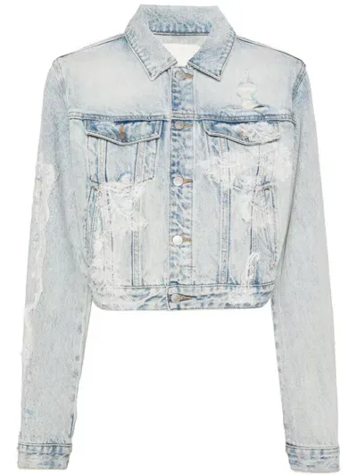 Jnby Lace Embellishment Denim Jacket In Blue