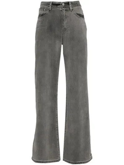 Jnby Logo-patch Wide-leg Jeans In Grey