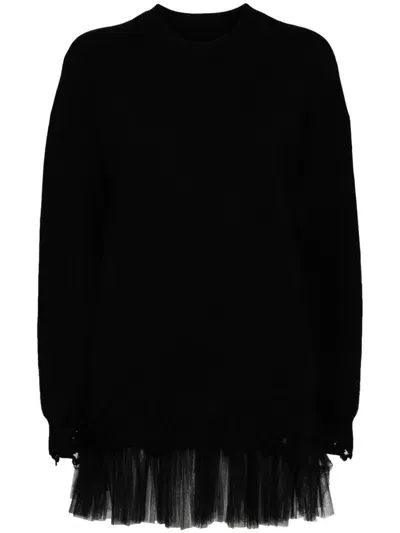 Jnby Long-sleeved Sweater Dress In Black