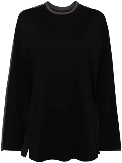 Jnby Patchwork Oversize Long-sleeved T-shirt In Black