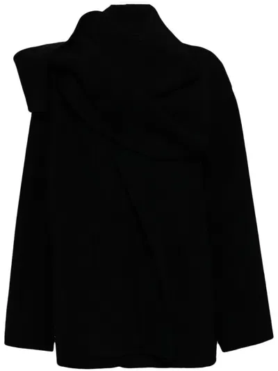 Jnby Scarf Collar Coat In Black