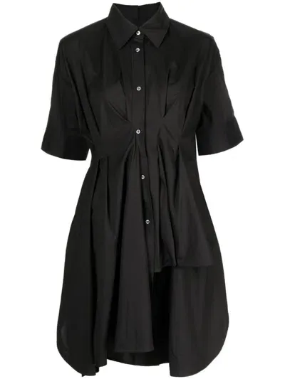 Jnby Short-sleeve Asymmetric Mini Dress In Black