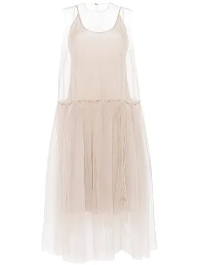 Jnby Strap Tulle Dress In Grey