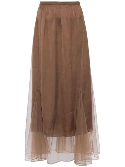 Jnby Tulle Maxi Skirt In Brown