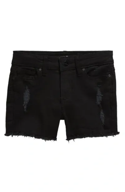 Joe's Kids' Mid Rise Frayed Hem Shorts In Black Beat