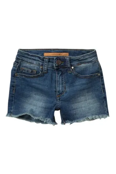 Joe's Kids' Mid Rise Frayed Hem Shorts In Medium Wash