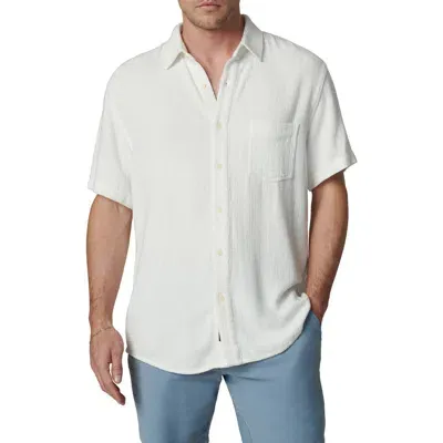 Joe's Scott Short Sleeve Linen Blend Button-up Shirt In White Dobby