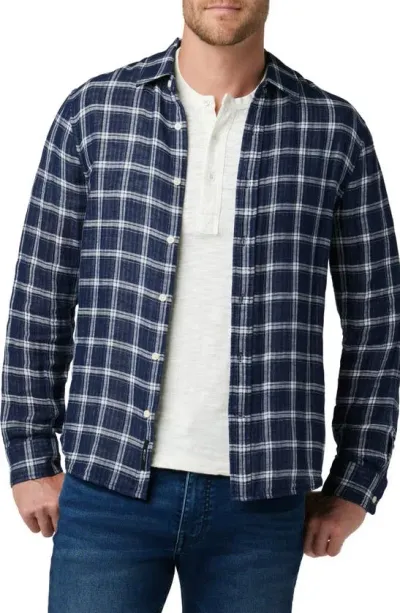 Joe's Oliver Plaid Double Face Cotton Button-up Shirt In True Navy Plaid