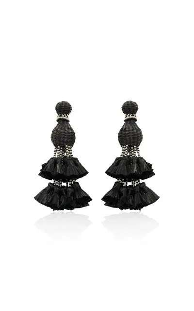 Johanna Ortiz Viento Magico Beaded Palm Drop Earrings In Black