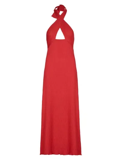 Johanna Ortiz Light Heart Cross-front Maxi Dress In Fire Red