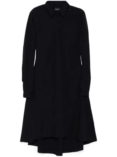 Johanna Parv Drawstring Hooded Shirt Dress In Black