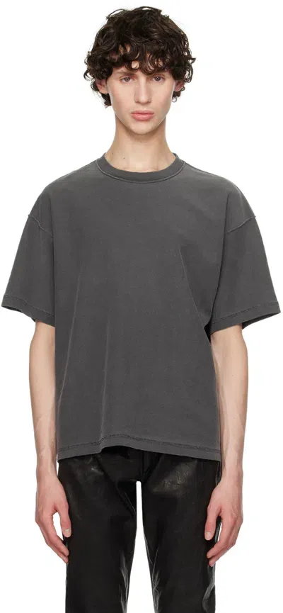 John Elliott Gray Reversed Cropped T-shirt In Washed Black