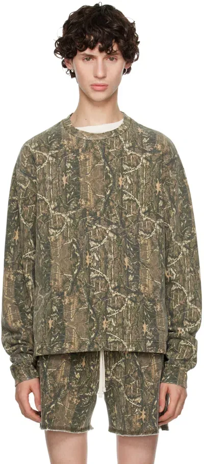 John Elliott Khaki Skeptic Sweatshirt In Tree Camo