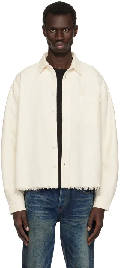 John Elliott Off-white Solid Hemi Oversized Shirt In Salt