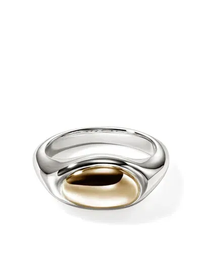 John Hardy 14kt Yellow Gold Pebble Ring In Sterling Silver