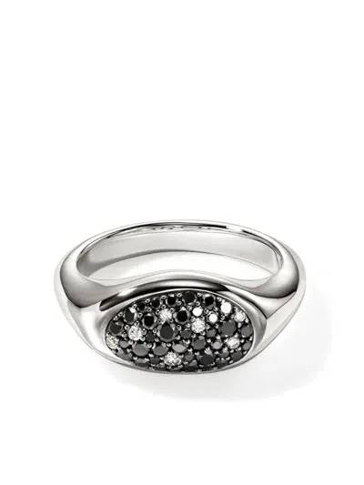 John Hardy Black Sand Diamond Pebble Ring In Sterling Silver