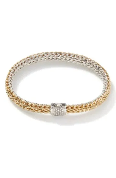 John Hardy Classic Chain Diamond Reversible 2-tone Bracelet In Silver