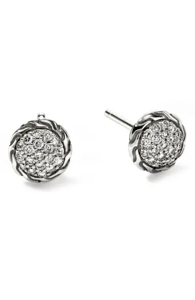 John Hardy Sterling Silver Jh Essentials Diamond Pave Frame Stud Earrings