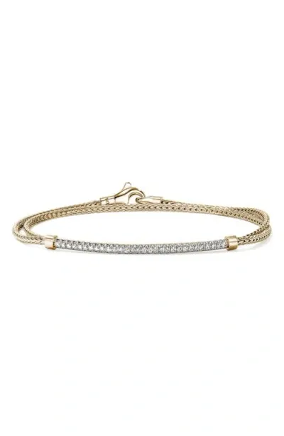 John Hardy Jh Essential Pavé Wrap Bracelet, Gold, Diamonds, 1.8mm