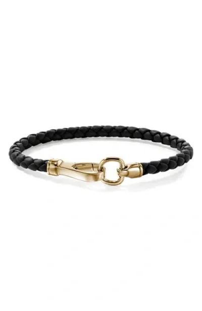 John Hardy Leather Bracelet, Gold, 5mm In Black