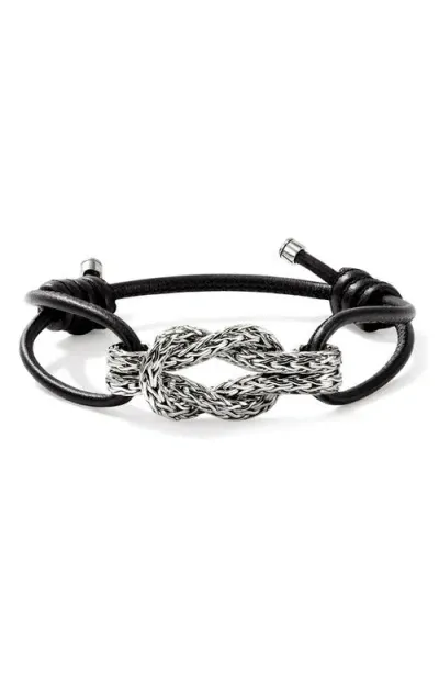 John Hardy Love Knot Bracelet, Sterling Silver, Leather, 3.5mm