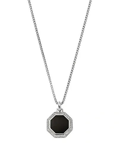 John Hardy Men's Silver Id Onyx & Diamond Hexagon Halo Pendant Necklace, 22 In Black/silver