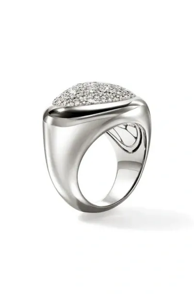 John Hardy Pebble Ring, Sterling Silver, Diamonds