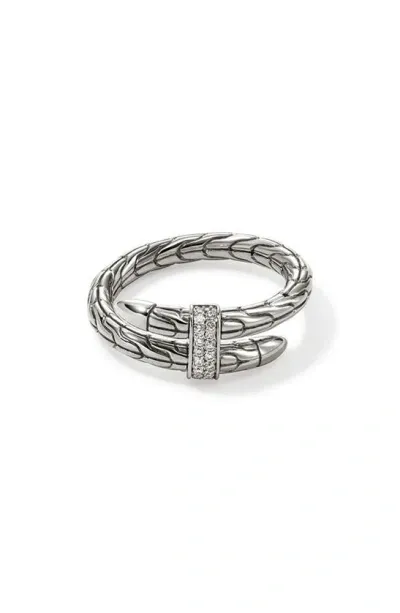 John Hardy Spear Diamond Bypass Ring In Silver